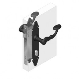 Klamka  czarna AMIG wkładka 85mm szyld 280X45mm mod.100PB85