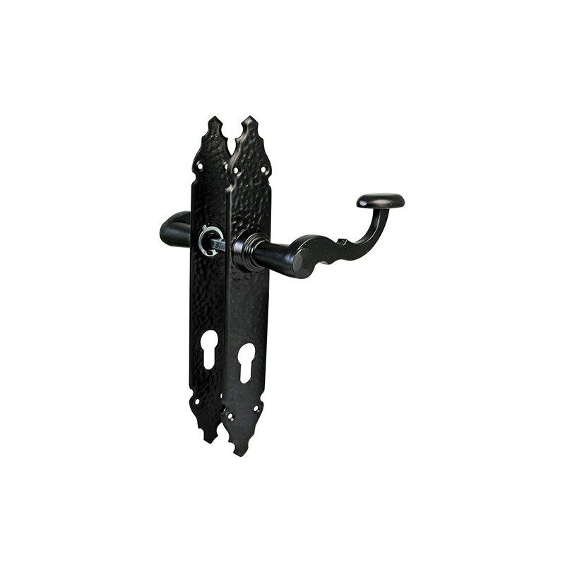 Klamka czarna AMIG wkładka 90mm szyld 280x45mm mod.100PB90 retro
