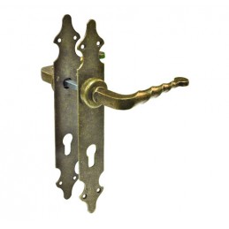 Klamka złoto antyczne wkładka 85mm szyld 280x45mm AMIG mod.101P B85