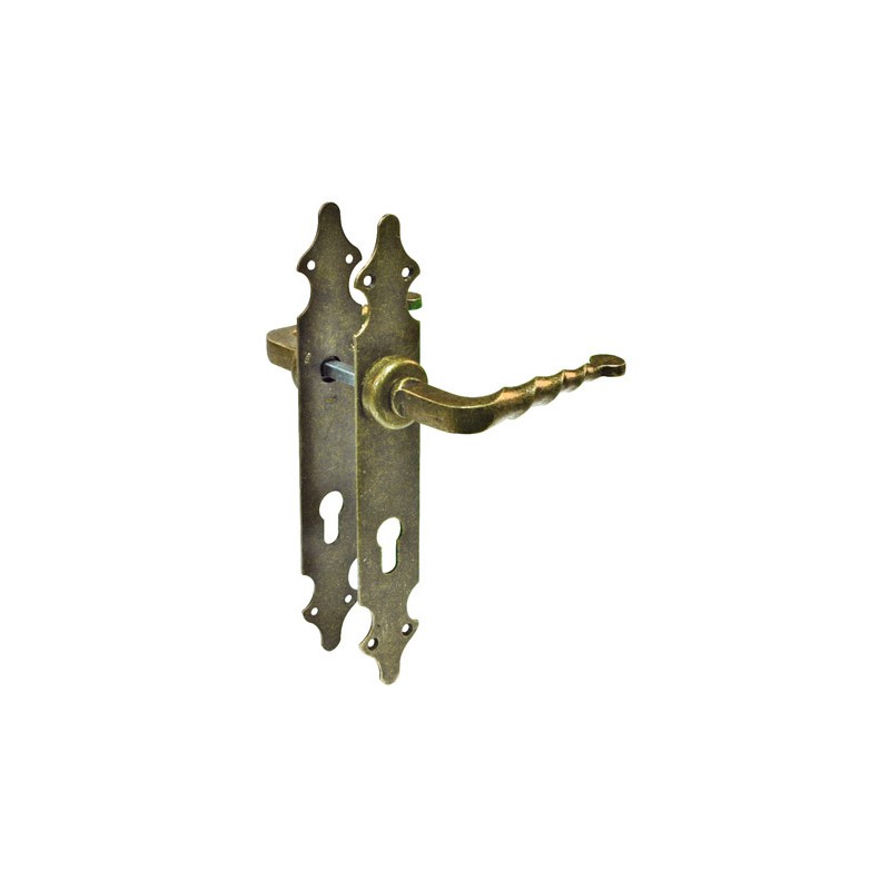 Klamka złoto antyczne wkładka 85mm szyld 280x45mm AMIG mod.101P B85