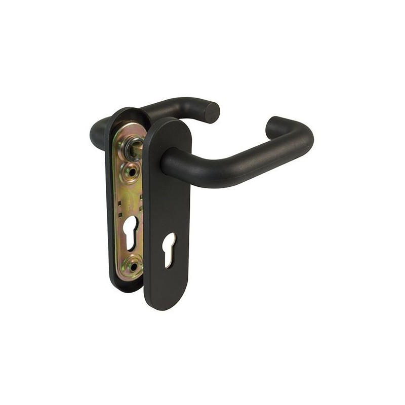Klamka drzwiowa tzw. bezpieczna czarna na wkładkę 72mm trzp.9mm mod. 3PB72 AMIG