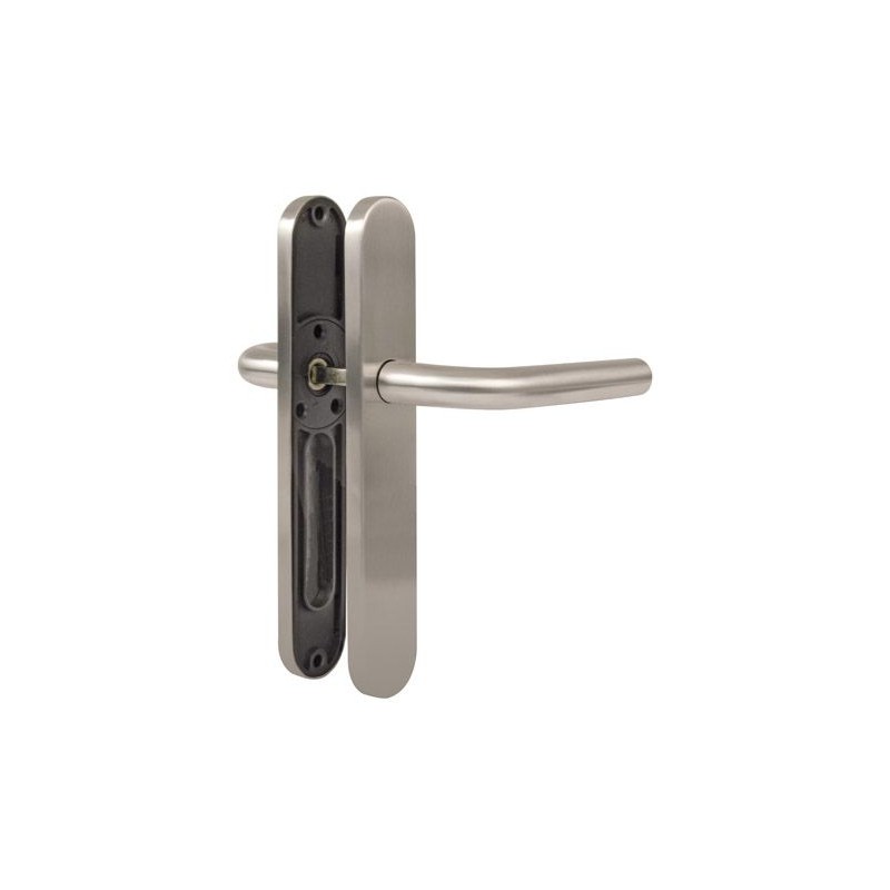 Klamka drzwiowa pokojowa na długim szyldzie 230x45mm INOX mod. 4PX AMIG