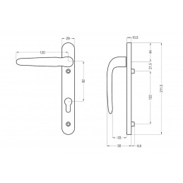 Klamka drzwiowa Overture wkładka 92mm krótki szyld 210mm chrom