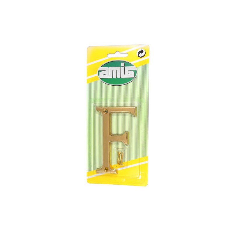 Litera F mosiężna lakierowana 5cm AMIG