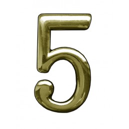 Cyfra 5 mosiądzowana 55mm plastik samoprzylepna