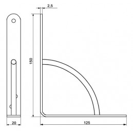 Wspornik półki stalowy biały 150x125mm mod. 12