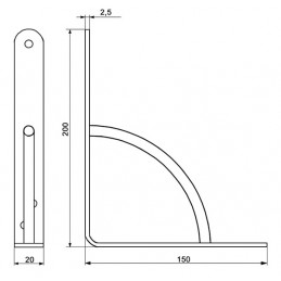 Wspornik półki wzmocniony stal biały 200x150mm mod. 12