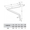 Wspornik półki stalowy srebrny 200x180mm mod. BELLUCCI