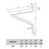 Wspornik półki stalowy srebrny 240x240mm mod. BELLUCCI