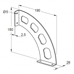 Wspornik półki stalowy czarny 190x180mm mod. BOOMERANG 20 2szt.