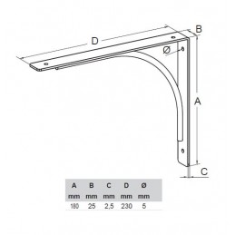 Wspornik półki stal fuksja 230x180 mm mod. ECLISSE 23