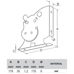 Wspornik półki dziecięcy stalowy żółty 170x178mm IPPO 17 2szt.