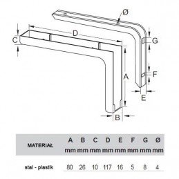 Wspornik półki brąz 80x117mm mod. LEONARDO, 2szt.
