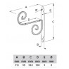 Wspornik półki stalowy czarny młotkowany 210x245mm RICCIOLO 21