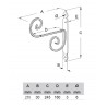 Wspornik półki stalowy miedź młotkowana 210x245mm RICCIOLO 21