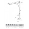 Wspornik półki montowany do blatu stalowy biały 180x200mm mod. TOP
