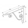 Wspornik półki stalowy srebrny 175x230mm TOSCANIA 23