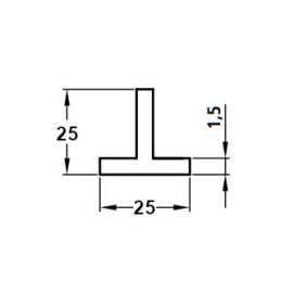 Profil T 25x25mm dł. 2,5m aluminiowy srebrny