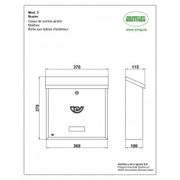 Skrzynka na listy 370x360x100mm czarna mod. 3