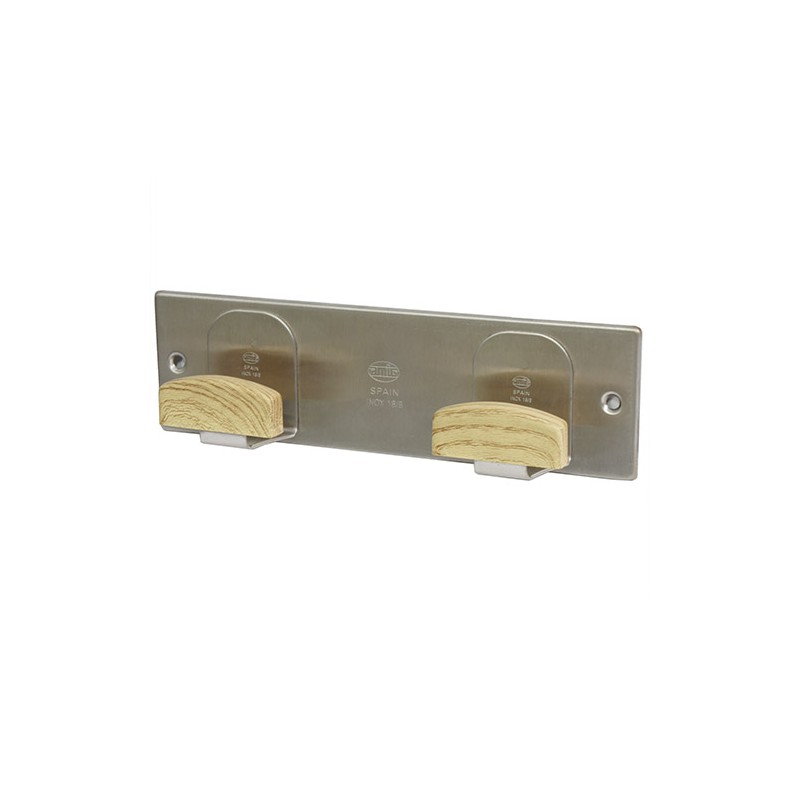 Wieszak 2-haczyki INOX / dąb 205x60mm mod.108