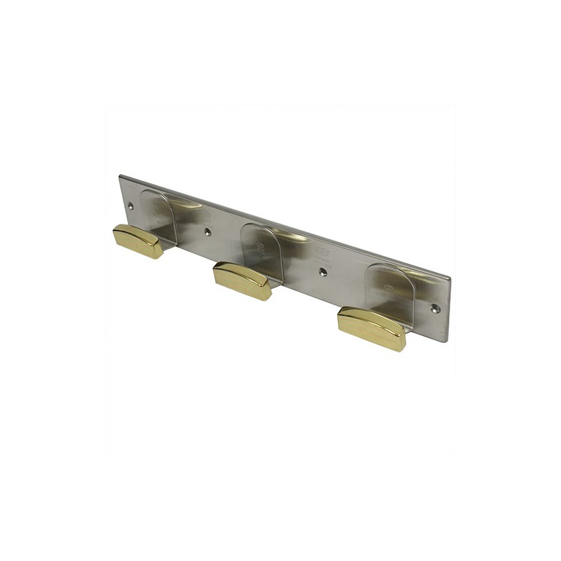 Wieszak 3-haczyki INOX / złoty 320x60mm mod.109
