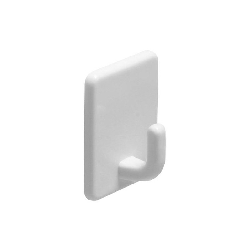 Wieszak pojedynczy przyklejany 43x43x21mm biały plastik mod.209