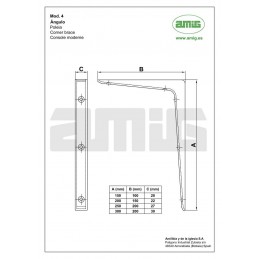 Wspornik półki aluminiowy czarny 150x200mm mod. 4