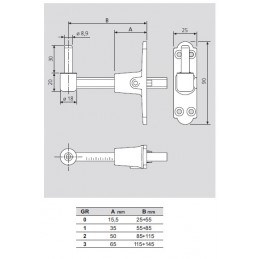 Trzpień zawiasu 9mm regulowany 56-85 szyld 90x25mm czarny AGB