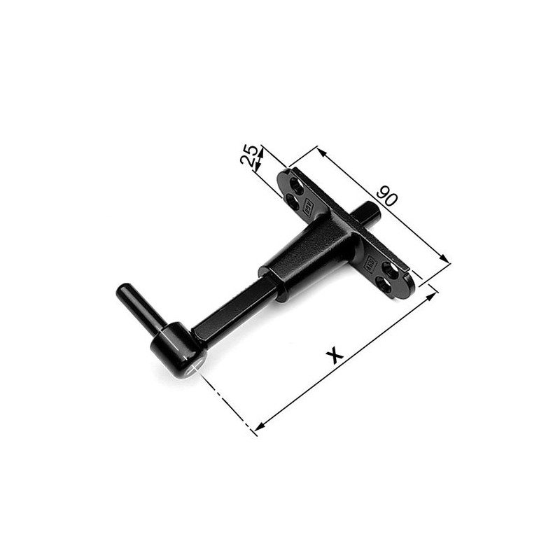 Trzpień zawiasu 9mm regulowany 86-115 szyld 90x25mm czarny AGB