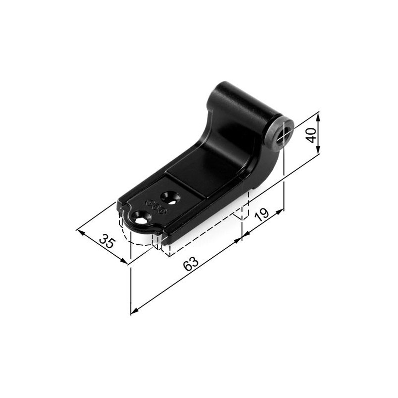 Zawias czarny 35x63x19x40