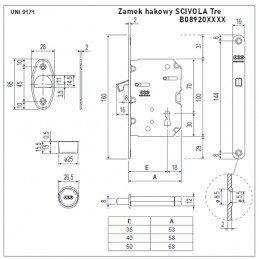 Zamek hak.SCIV-Tre F16/35 klucz mos