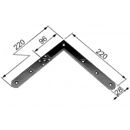 Narożnik 220x220mm srebrny 96mm górny lewy / dolny prawy