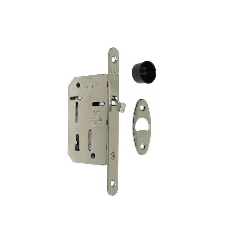 Zamek hakowy na klucz 50mm nikiel połysk czoło 16x160mm mod. SCIVOLA Tre