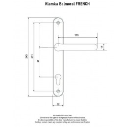 Klamka Balmoral FRENCH L/L 92mm antyk czarny