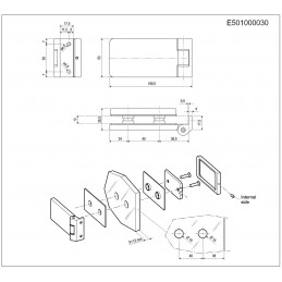 Zawias do szkła 8-12mm 150 stopni stal anodowany srebrny mod. Vitra