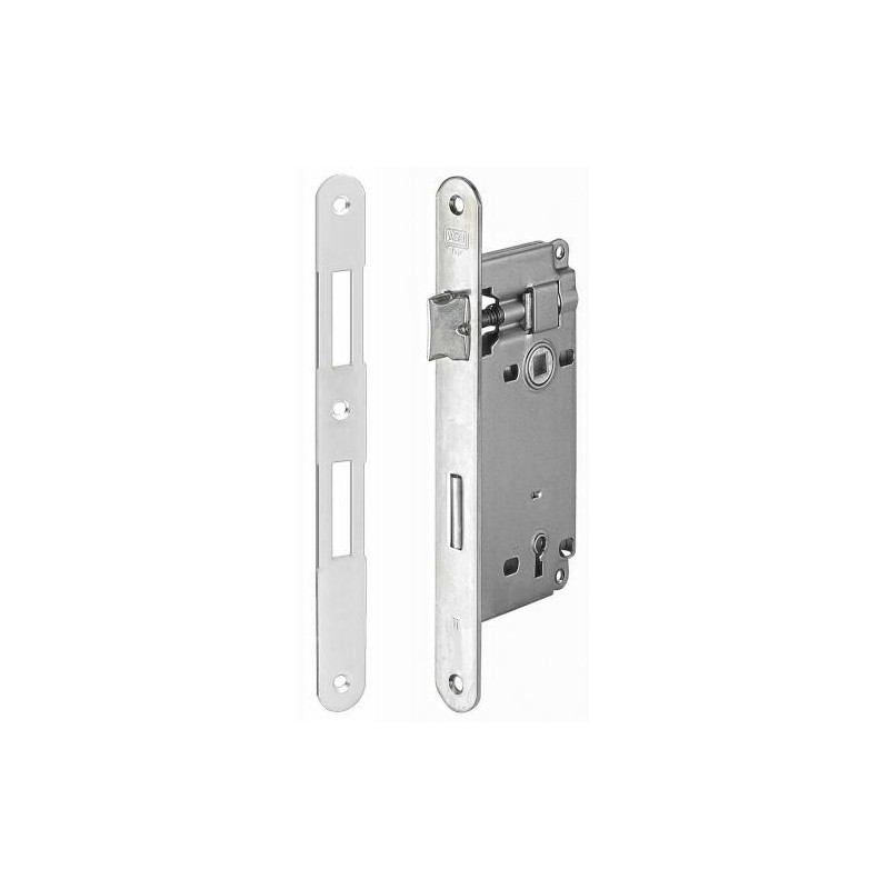 Zamek drzwiowy na klucz 75/45 niklowany F24x220 Atene
