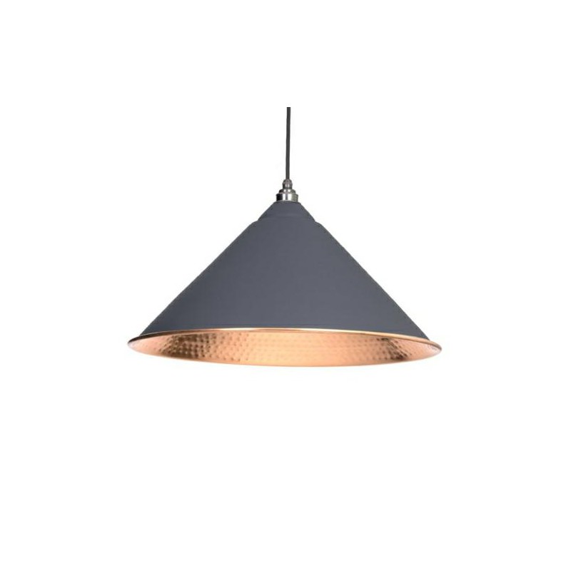 Lampa Hockley 51cm szara / miedziane młotkowane wnętrze