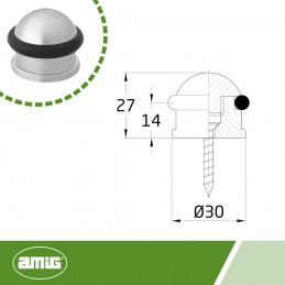 Odbój drzwiowy 30x27mm ze stali nierdzewnej INOX mod. 300