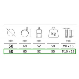 Kółko 1507-50 sworzeń gwi. M10 nylon s-c