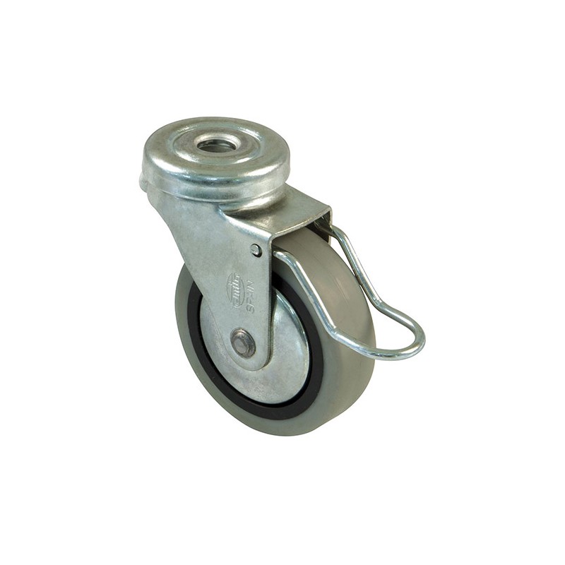 Kółko gumowe 60mm otwór 10,4mm z hamulcem szare mod. 2505