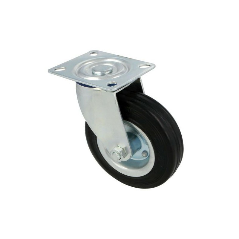 Kółko gumowe 125mm obrotowa płytka czarne 120kg mod.2522