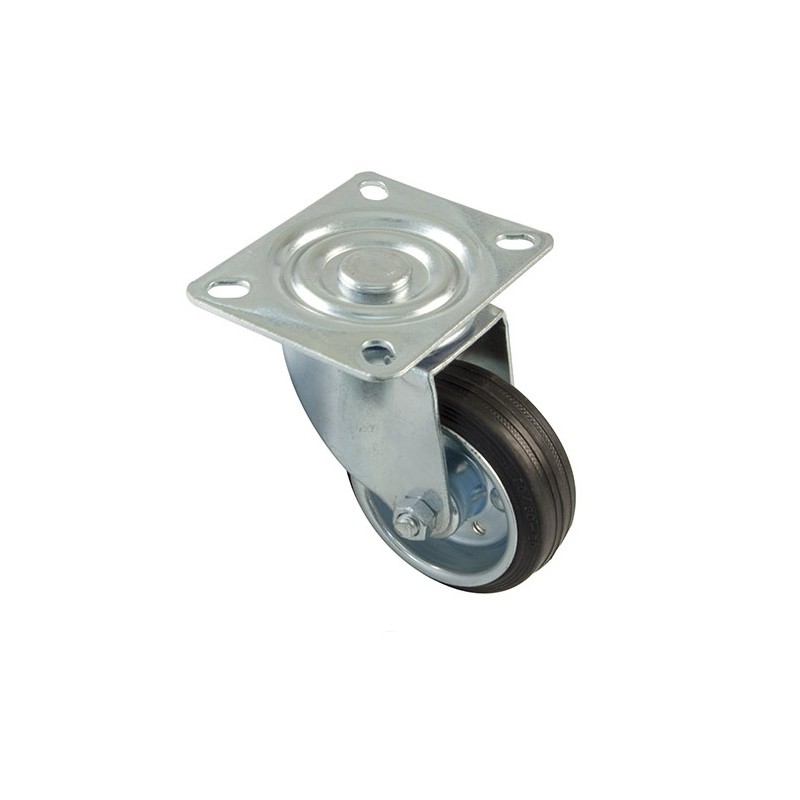 Kółko gumowe 80mm obrotowa płytka czarne 70kg mod.2522