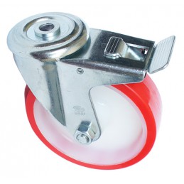 Kółko poliuretanowe 125mm hamulec otwór 12,5mm czer 170kg mod.2541