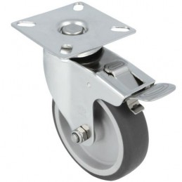 Kółko gumowe 100mm hamulec obrotowa płytka inox 90kg mod.2560