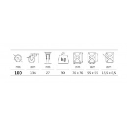 Kółko gumowe 100mm hamulec obrotowa płytka inox 90kg mod.2560