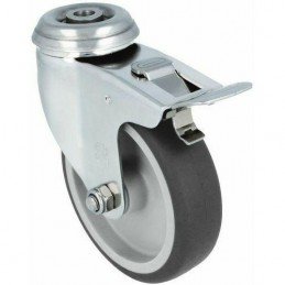 Kółko gumowe 100mm hamulec otwór 10,5mm inox 90kg mod.2561