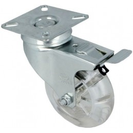 Kółko z poliwęglanu 50mm obrotowa płytka hamulec transparentne 50kg mod.2570