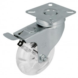 Kółko z poliwęglanu 50mm obrotowa płytka hamulec transparentne 50kg mod.2570