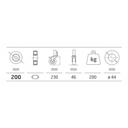 Kółko do rusztowań gumowe 200mm pusty trzpień 200kg mod.2576