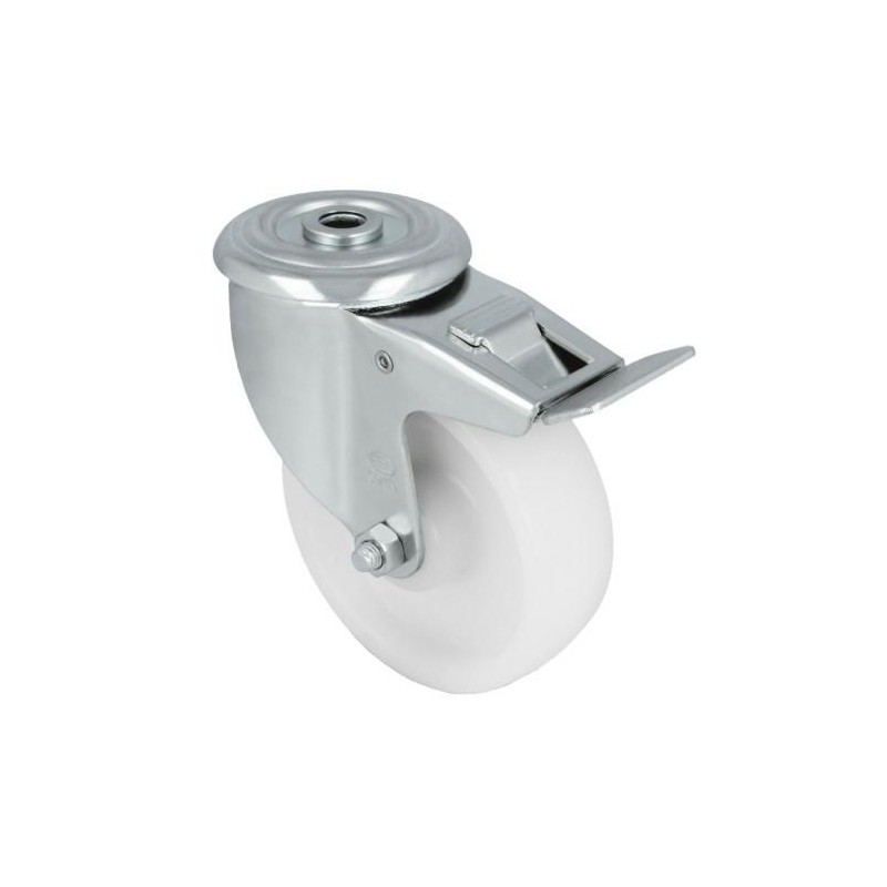 Kółko nylonowe 100mm hamulec otwór 12,5mm białe 200kg mod.2551